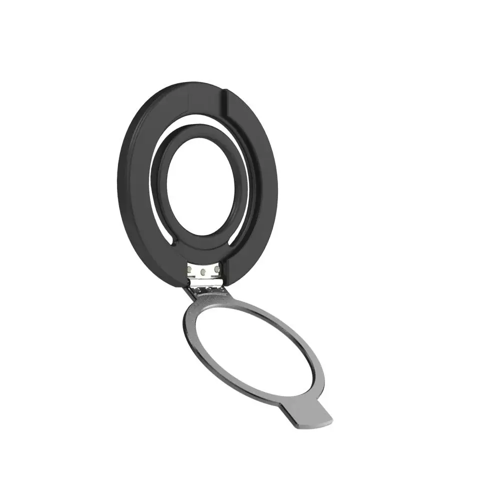 Drip Dual-Sided Magnetic Silicone Ring Aluminum Alloy Phone Stand Black
