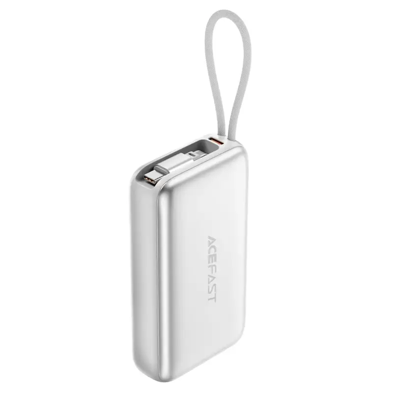  AceFast PD35W fast charging power bank with telescopic cable, 10000mAh, Silver CCC certificated 