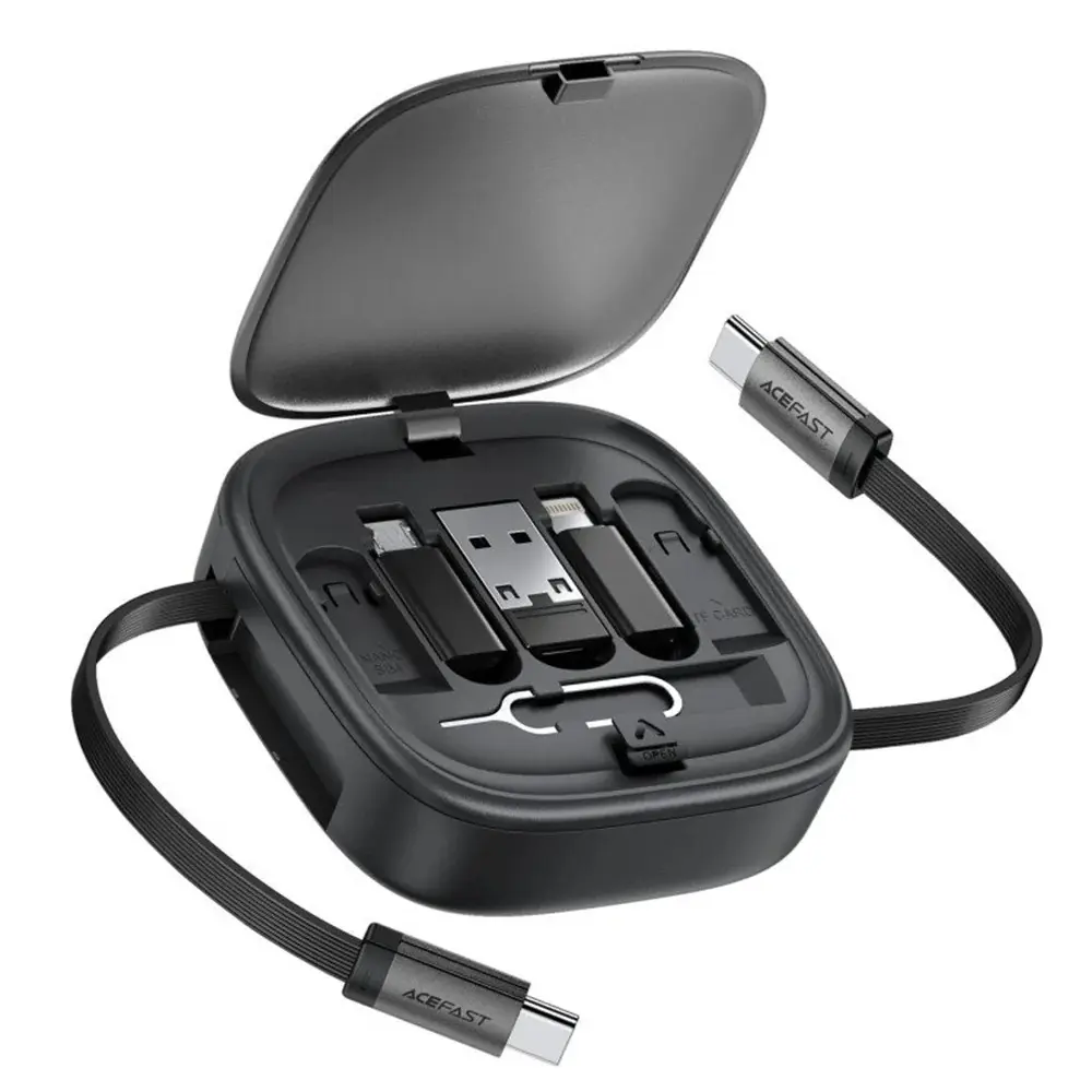 AceFast multifunctional travel set with retractable charging data cable 