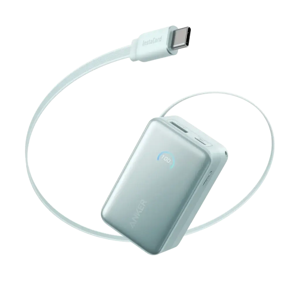 Anker Nano Power Bank (10K, 45W, Built-In Retractable USB-C Cable)-  Green