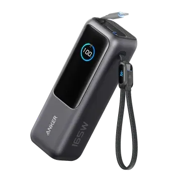 Anker Power Bank (25K, 165W, Built-In Retractable USB-C Cable)- Black