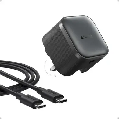 شاحن Anker Nano بقوة 45W مع كيبل USB-C أسود