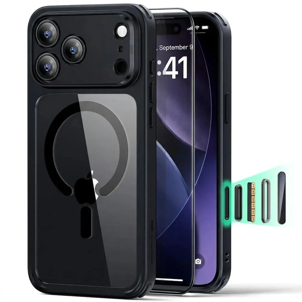 ESR iPhone 18 Pro Max / 17 Pro Max Classic Hybrid Magnetic Case Set (Camera Control) - Clear Black