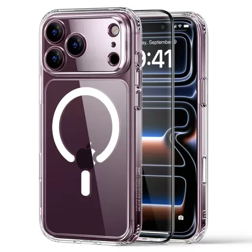 كفر ESR Classic Hybrid Magnetic لـ iPhone 18 Pro Max / 17 Pro Max مع Camera Control + حماية شاشة (طقم) شفاف