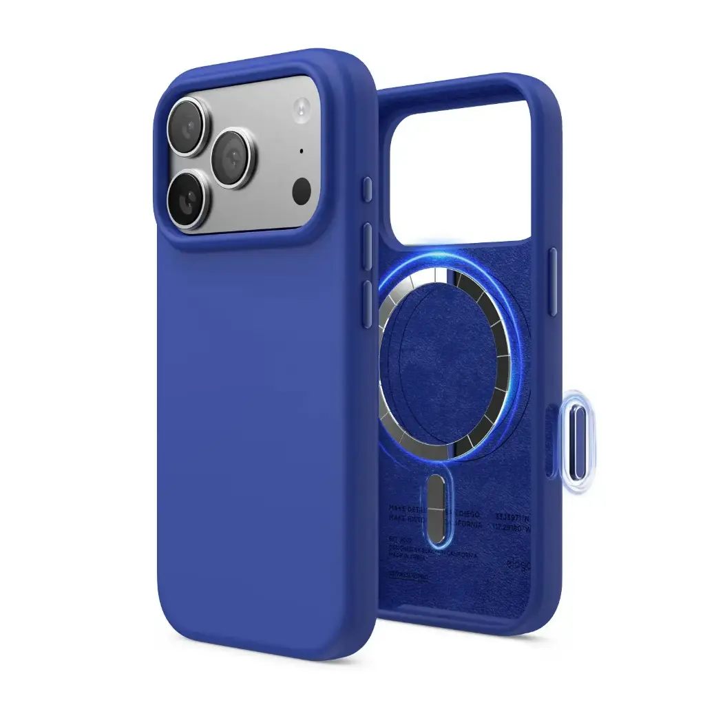 Elago iPhone 18 Pro/17 Pro Magnetic Silicone Case (Camera Control Key Included) (Cobalt Blue)
