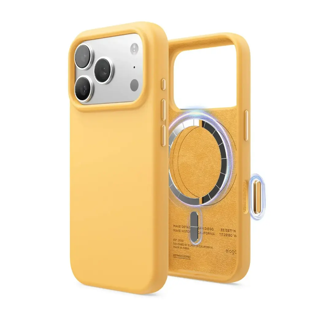 Elago iPhone 18 Pro/17 Pro Magnetic Silicone Case (Camera Control Key Included) (Sunshine)