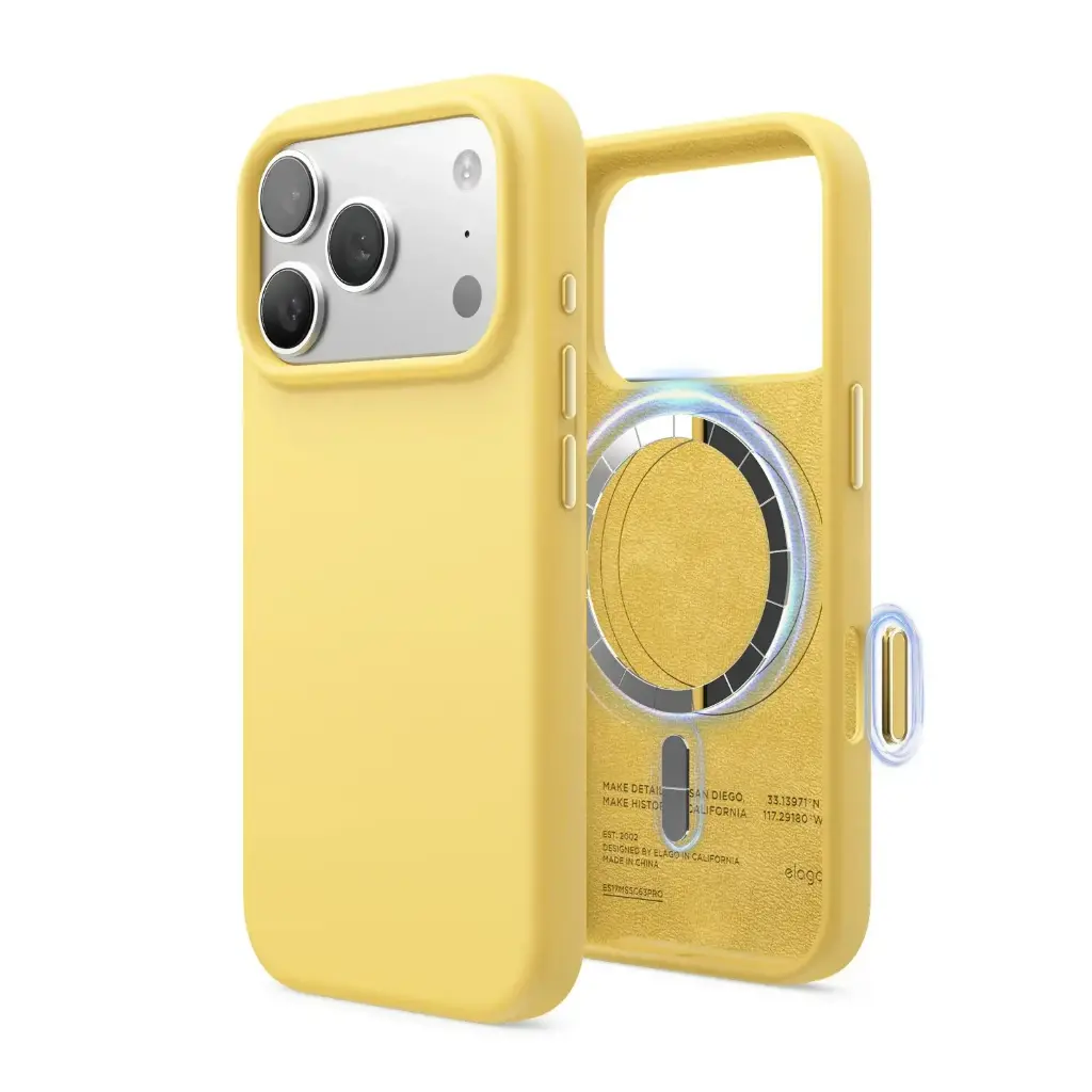 Elago iPhone 18 Pro/17 Pro Magnetic Silicone Case (Camera Control Key Included) (Yellow)