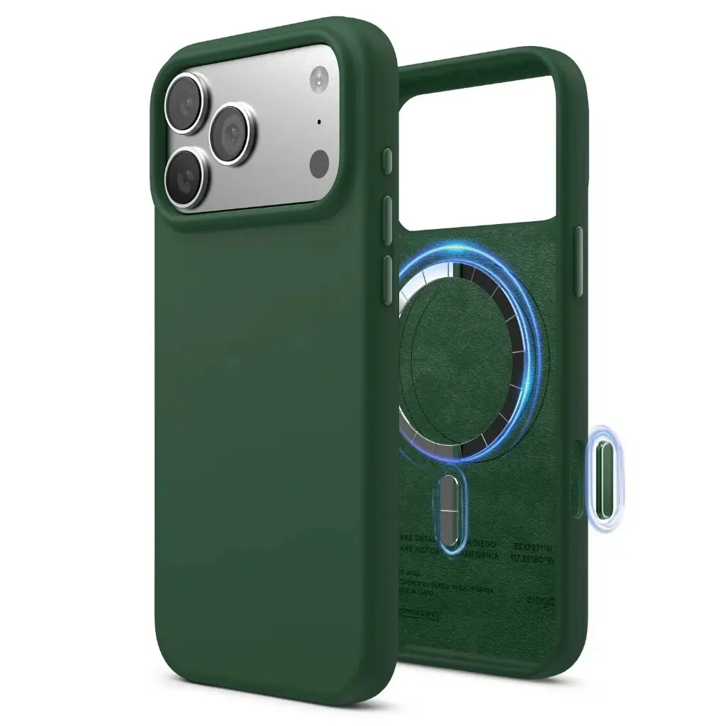 كفر سيليكون مغناطيسي Elago لـ iPhone 18 Pro Max / 17 Pro Max مع زر Camera Control - Alpine Green