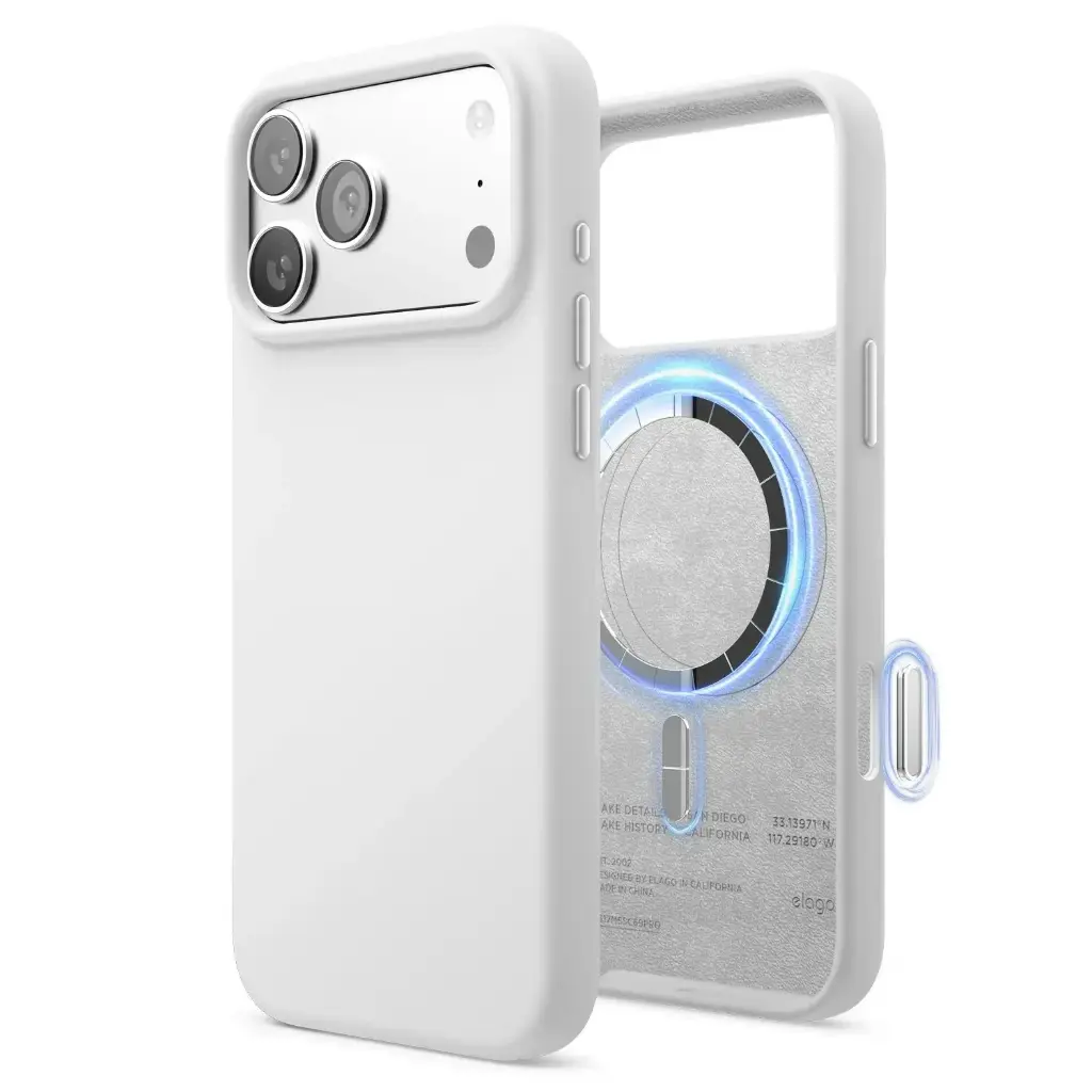 Elago iPhone 18 Pro Max/17 Pro Max Magnetic Silicone Case (Camera Control Key Included) (White)