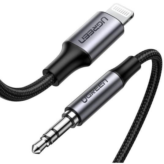 كيبل صوت UGREEN MFi من Lightning إلى 3.5mm AUX للآيفون بطول 2 متر – أسود