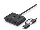 موزع UGREEN USB 3.0 بـ 4 منافذ مع محوّل USB-C بطول 1 متر – أسود