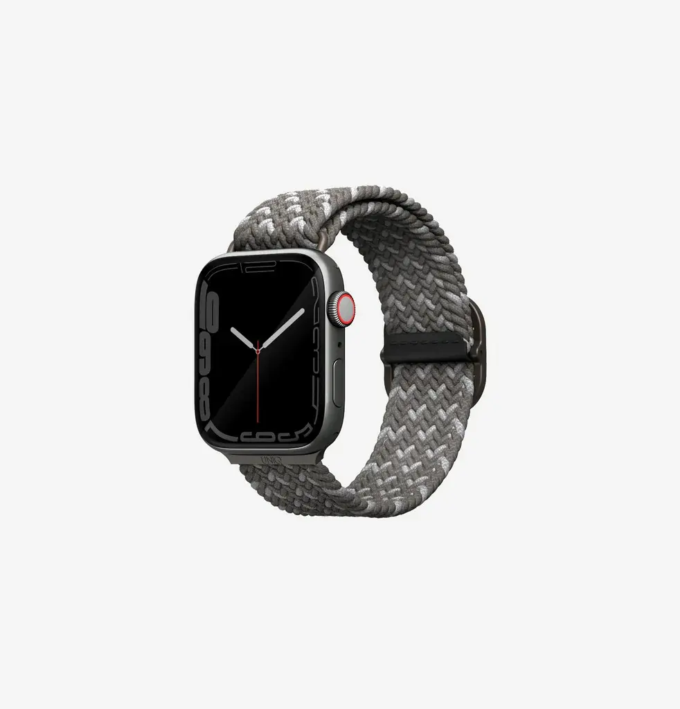 سير مضفور UNIQ Aspen Designer Edition لساعة Apple Watch 42/44/45 ملم – رمادي حصوي