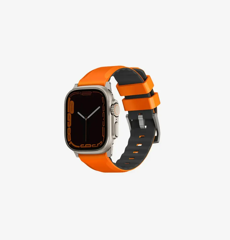 سير سيليكون UNIQ Linus AiroSoft لساعة Apple Watch 49/45/44/42 ملم – برتقالي