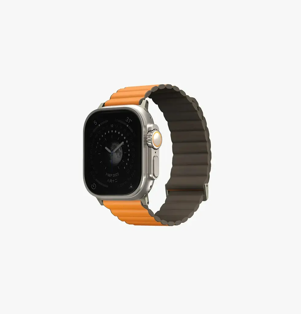 Uniq Revix Premium Edition Reverible Strap For Apple Watch 49/45/44/42mm - Saffron Orange / Khaki