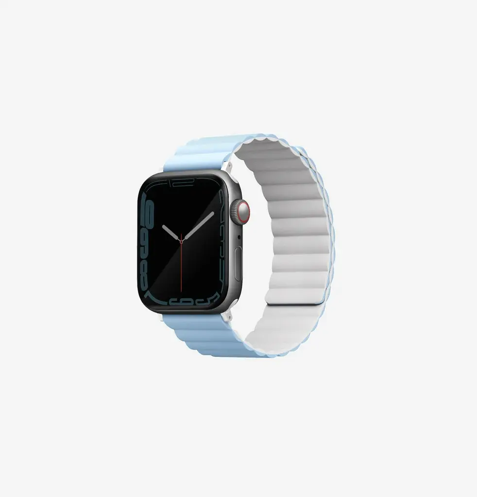 سير UNIQ Revix بوجهين لساعة Apple Watch 42/44/45 ملم – أبيض / أزرق (Arctic)