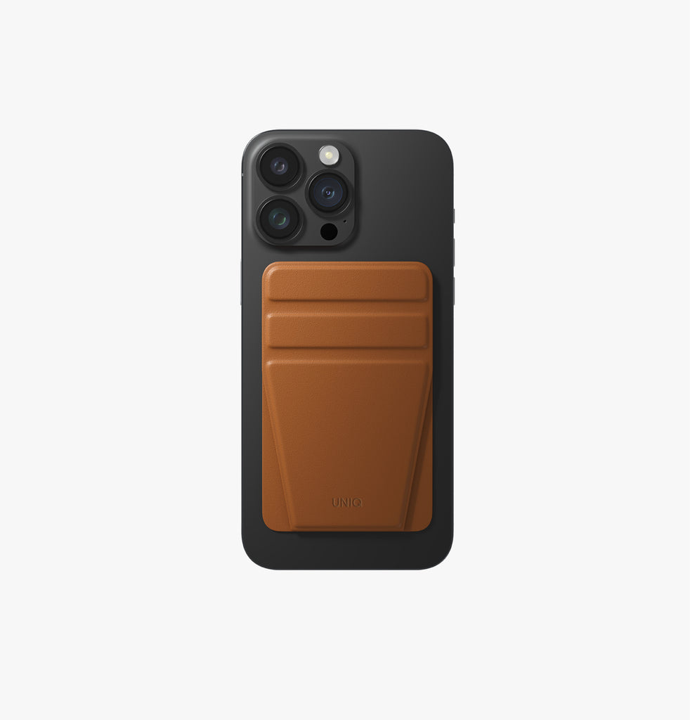 ستاند ومحفظة بطاقات مغناطيسية Uniq Lyft لـ iPhone - Toffee Brown