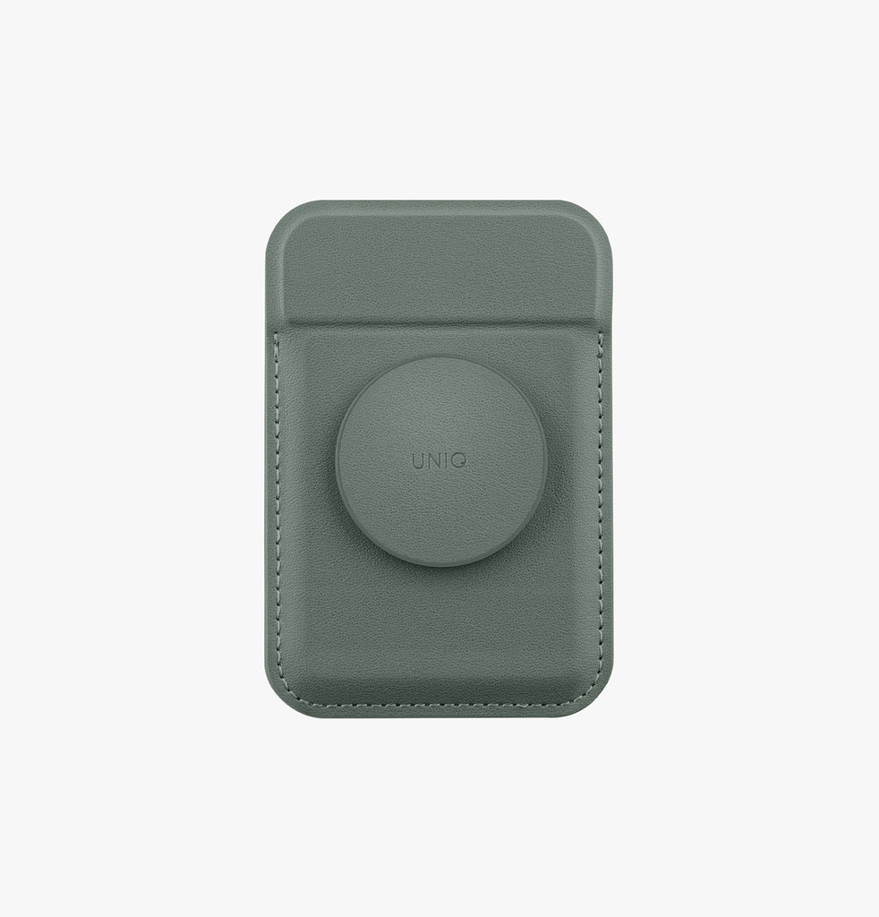 محفظة بطاقات مغناطيسية Uniq Flixa مع مسكة وستاند منبثق - Lichen Green
