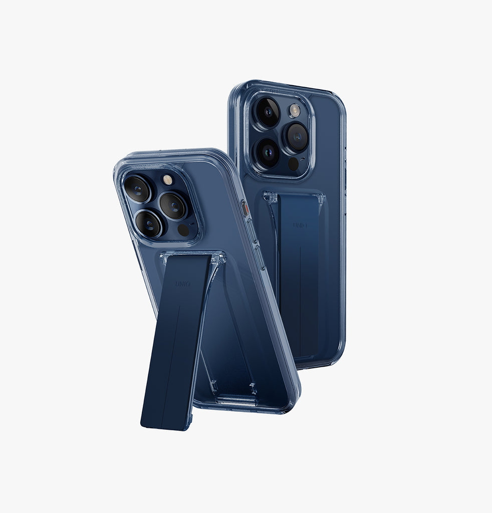 Uniq Hybrid Heldro Mount With Stand Case for iPhone 15 Pro - Ultramarine Deep Blue 