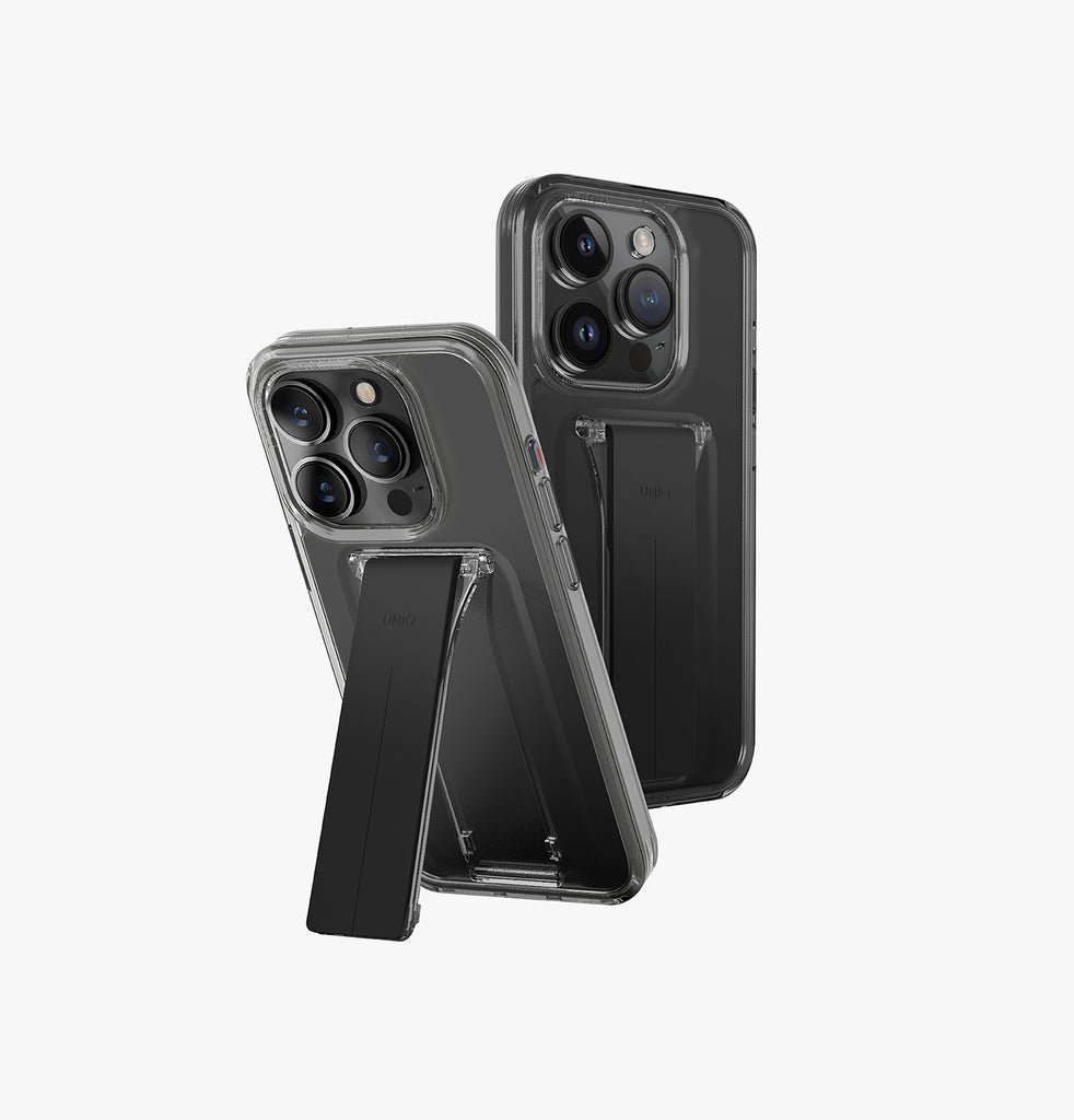 Uniq Hybrid Heldro Mount With Stand Case for iPhone 15 Pro - Vapour Smoke 