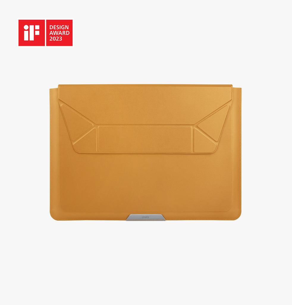 Uniq Oslo Laptop Sleeve With Foldable Stand (Up to 14") - Deep Mustard