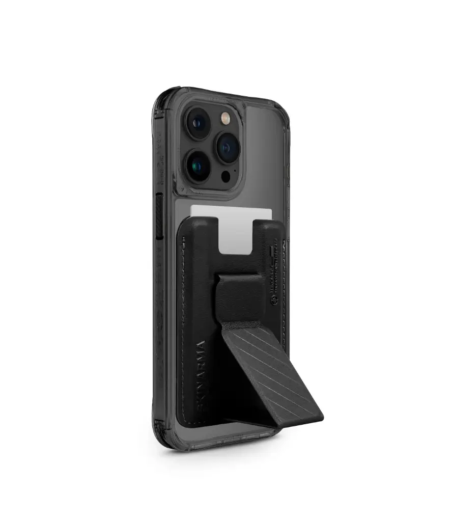 SkinArma Bundle Saido Kado Mag-Charge Card Holder + Saido MagSafe Case for iPhone 15 Pro - Black 