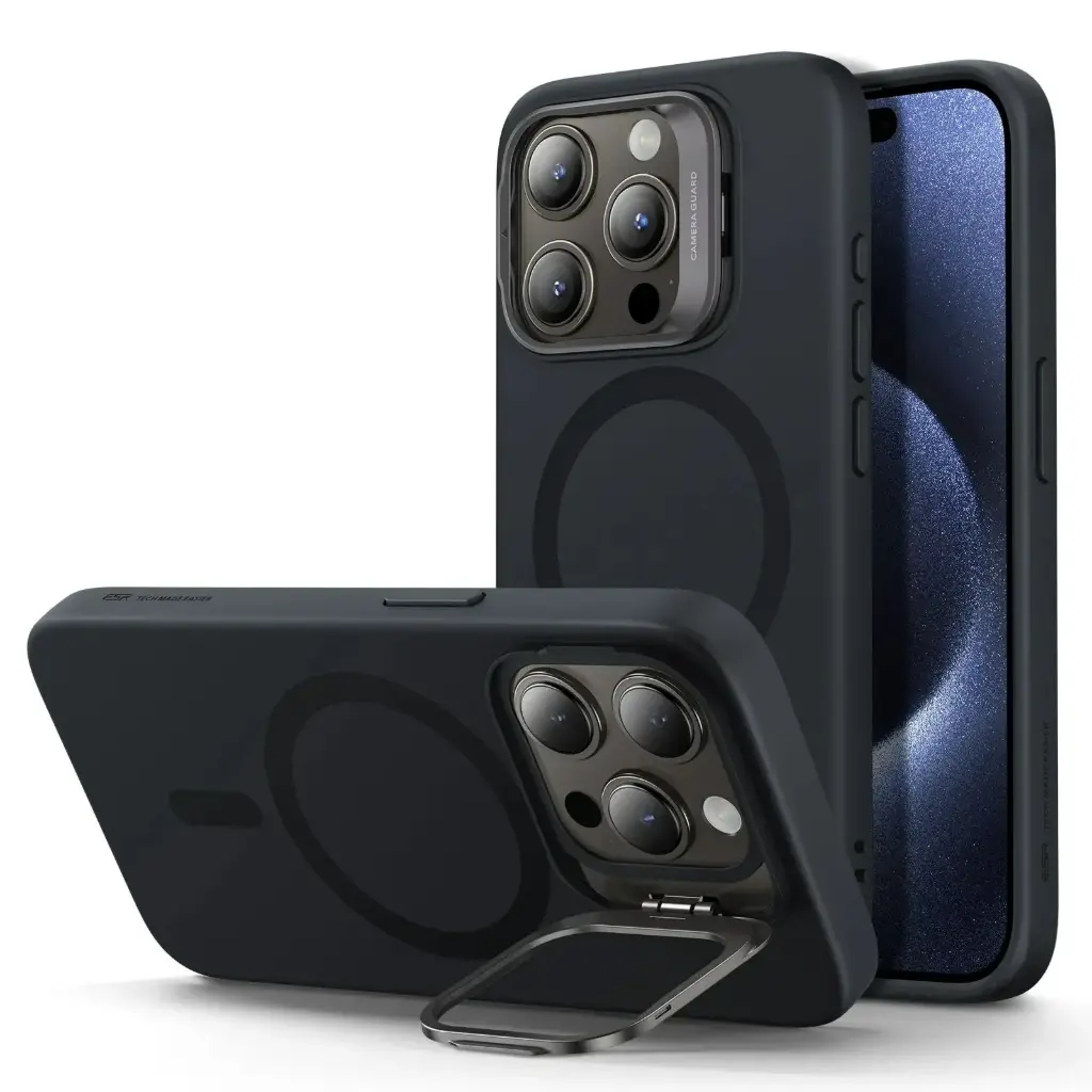 كفر ESR Cloud Soft HaloLock لـ iPhone 15 Pro Max مع Stash Stand