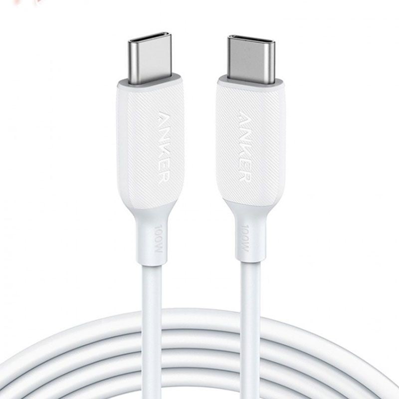 كابل أنكر باورلاين III USB-C إلى USB-C طول 6 أقدام - أبيض