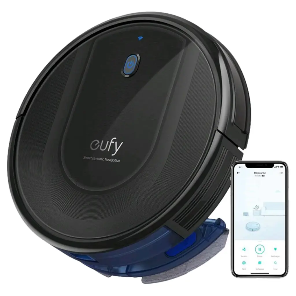 مكنسة Eufy G10 Hybrid بقوة شفط 2000Pa، 2 في 1 كنس ومسح للأرضيات الصلبة - أسود