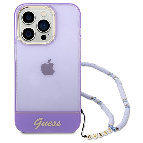 Guess IML Electro Cam Hard Case with Strap for 14 Pro (6.1") - Purple