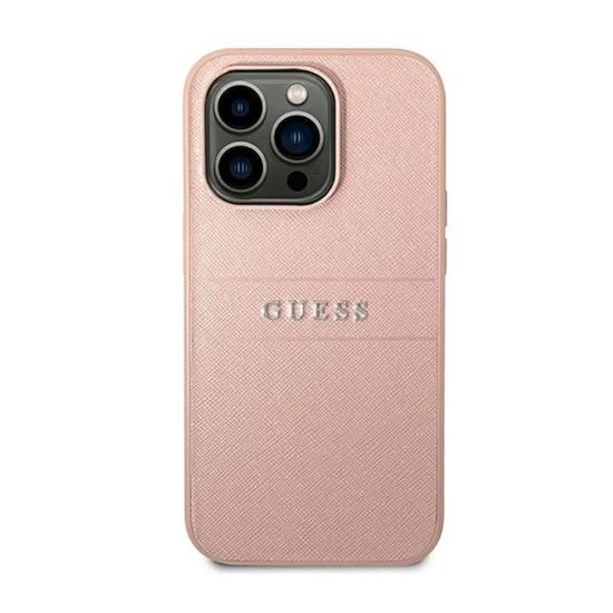 كفر Guess IML Electro Cam صلب مع حزام لـ iPhone 14 Pro Max - وردي