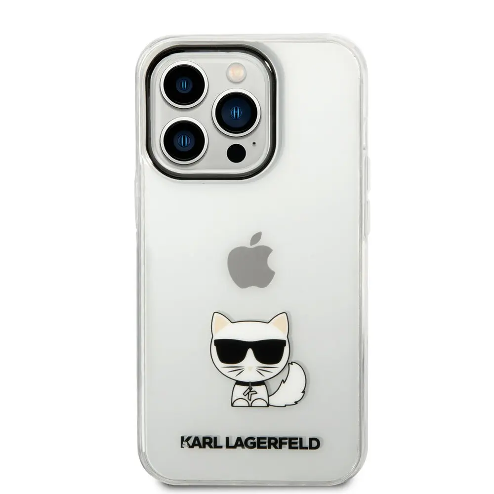 كفر Karl Lagerfeld IML Choupette Body صلب لـ iPhone 14 Pro (6.1") - شفاف