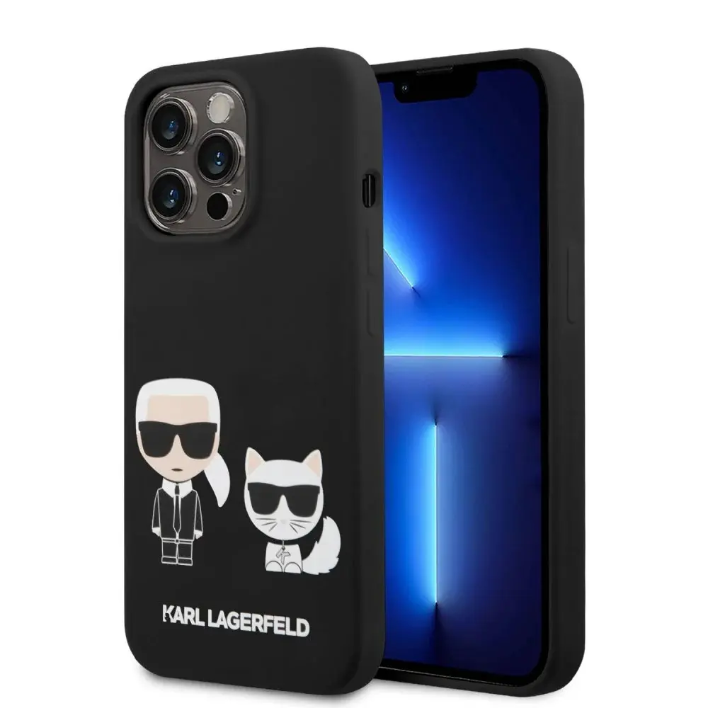 Karl Lagerfeld Liquid Silicone Karl & ChoupetteCase for iPhone 14 Pro (6.1") - Black