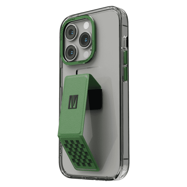 Levelo Morphix Clara Gripstand iPhone 14 Pro Max IMD Clear Back Case - Green