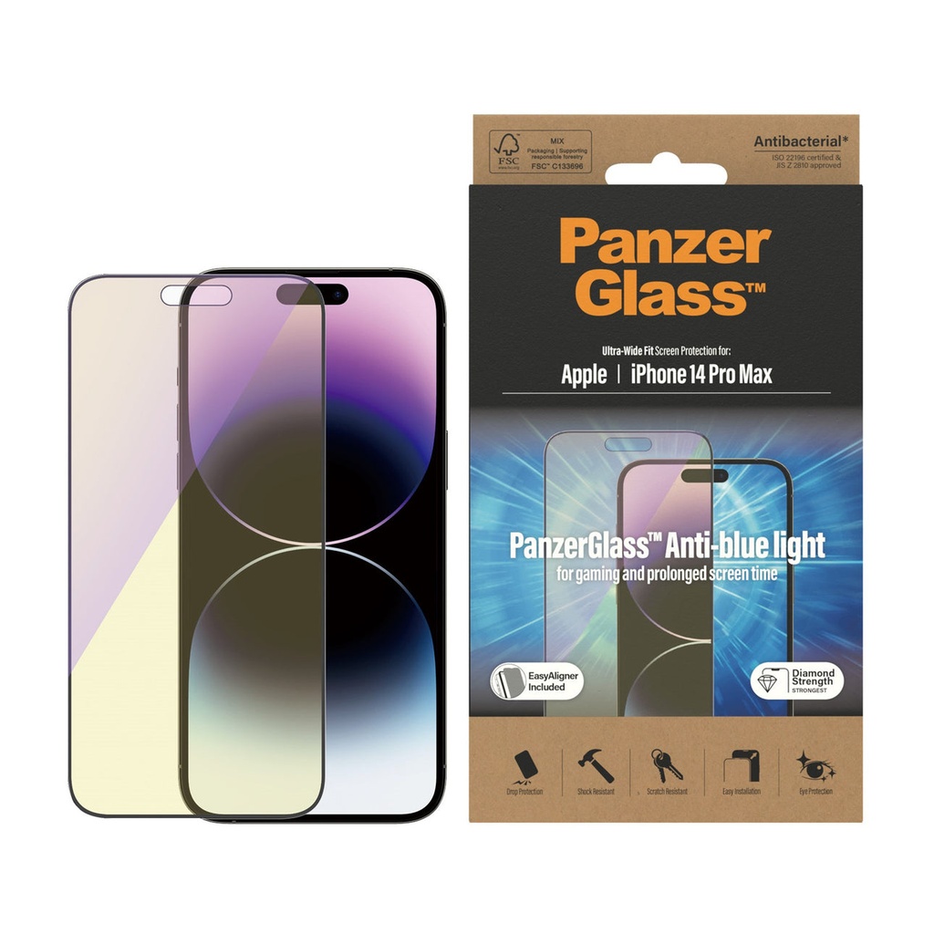 PanzerGlass iPhone 2022 6.7" Pro Max UWF Anti-Bluelight With Applicator