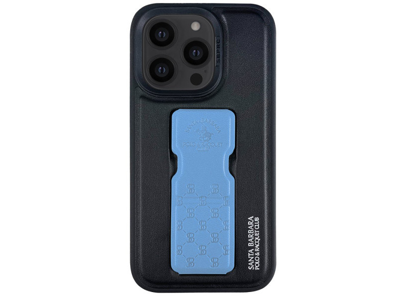 Santa Barbara Polo Parker Magnetic Bracket Genuine Santa Barbara Leather Case  iPhone14 Pro-Blue