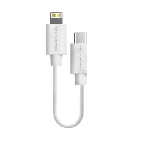 كيبل Powerology USB-C إلى Lightning بطول 0.25m - أبيض