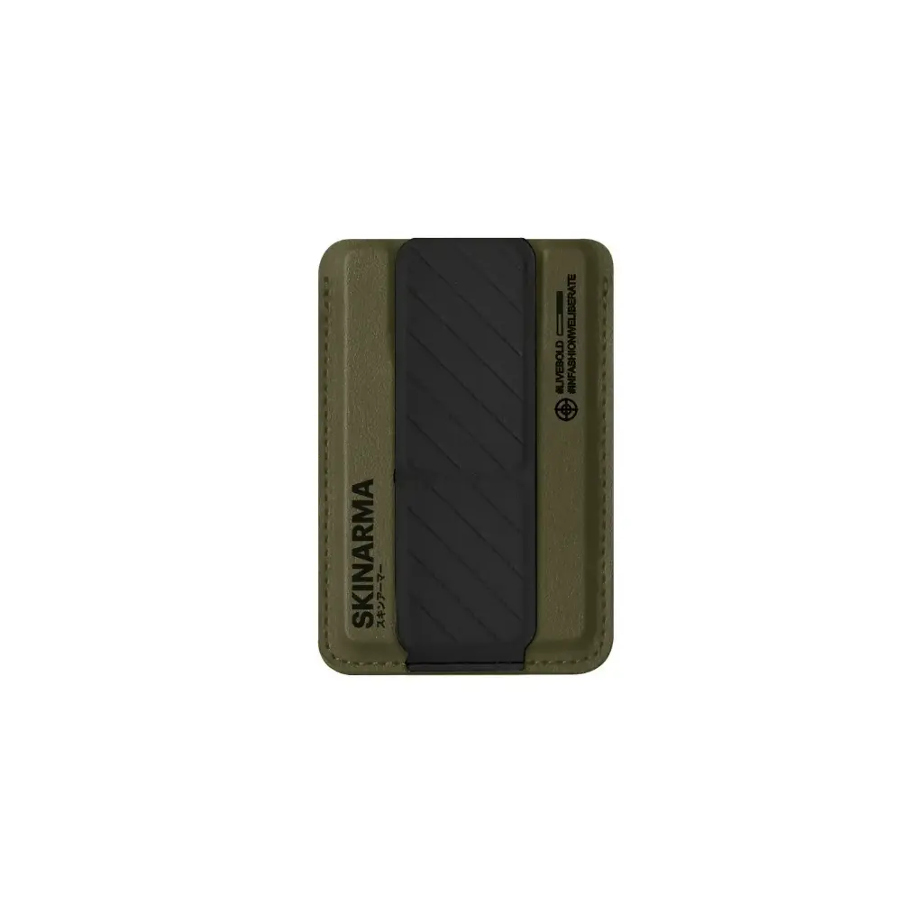 SkinArma Kado Mag-Charge Card Holder With Grip Stand - Green / Black 