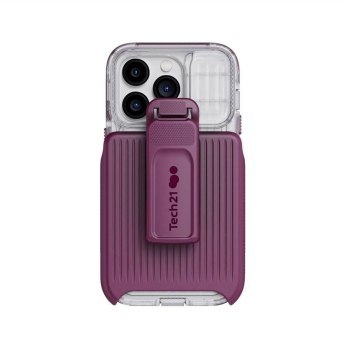 كفر Tech21 EvoMax MagSafe مع حامل حزام لـ iPhone 14 Pro - Frosted Purple