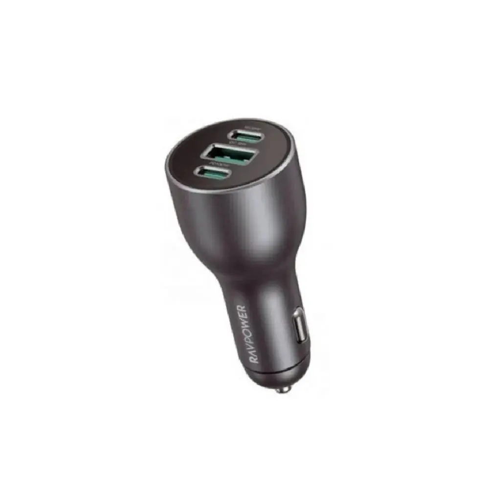 شاحن سيارة RAVPower RP-VC1011 100W بـ 3 منافذ – رمادي