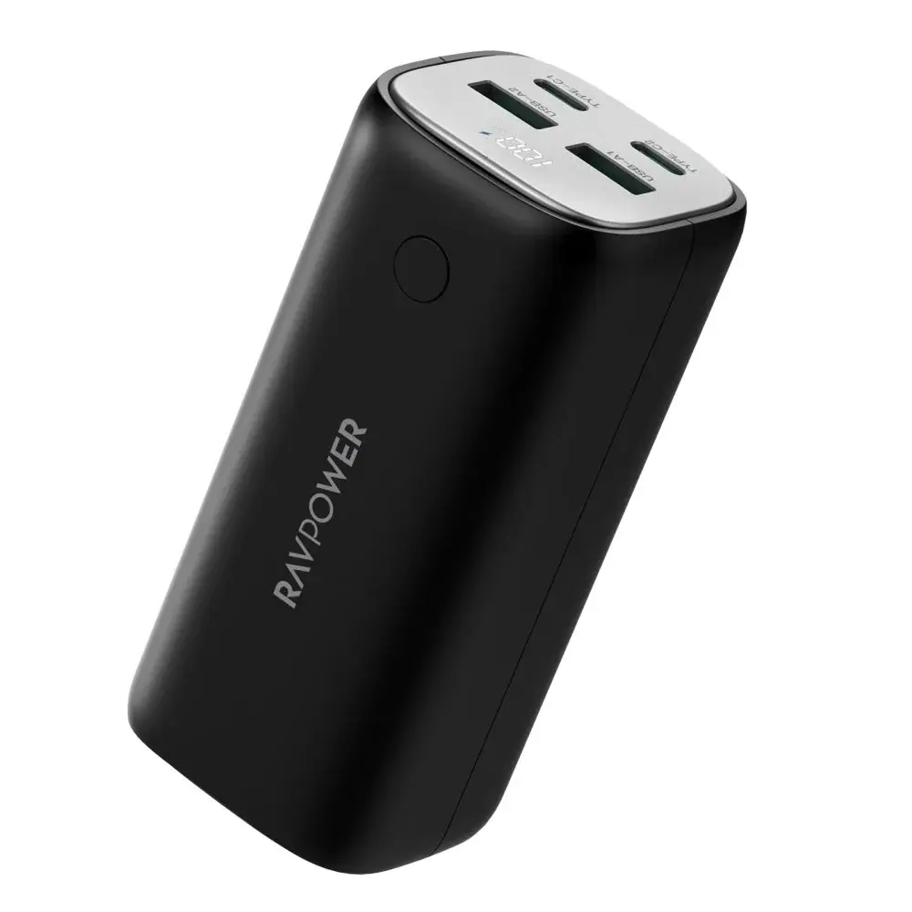 باور بانك RAVPower RP-PB208 Pro 20000mAh GaN PD 65W بـ 4 منافذ – أسود
