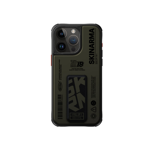 كفر SkinArma Spunk MagSafe مع مسكة وستاند لـ iPhone 15 Pro - Pewter Green