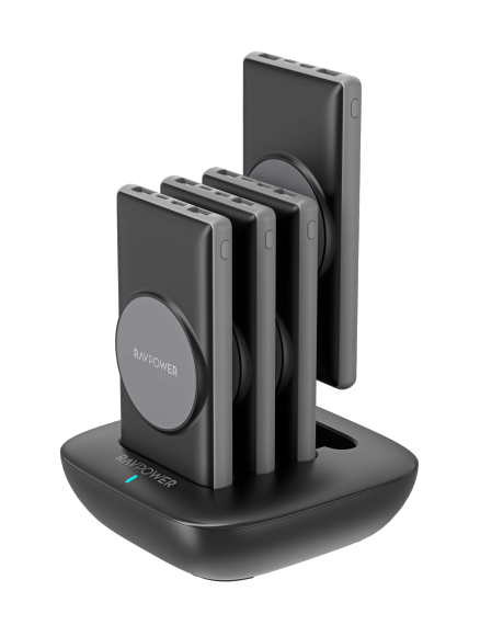 مجموعة شحن منزلية RAVPower RP-PB251 مع 4 باور بانك 10000mAh – أسود