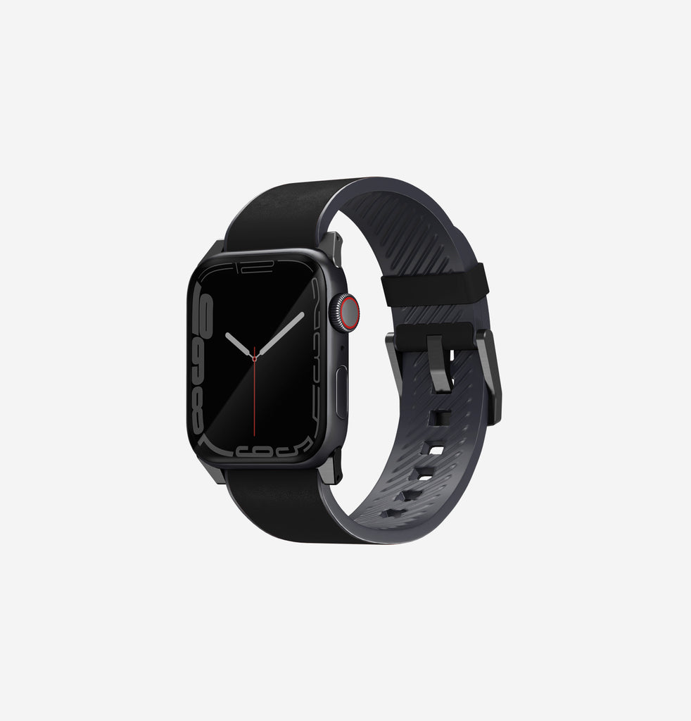 حزام جلد UNIQ Straden لـ Apple Watch 42/44/45 - Midnight Black