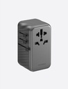 محول سفر ENERGEA TravelWorld GaN بقوة 120 واط مع 3 منافذ USB-C ومنفذ USB-A – رمادي معدني
