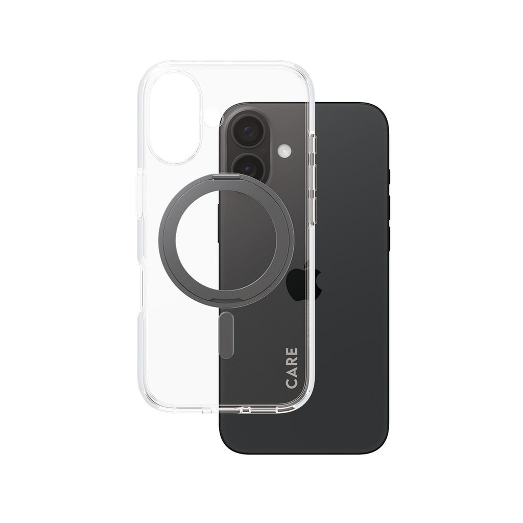 كفر CARE by PanzerGlass® Feature مع ستاند و MagSafe لآيفون 16 (6.1 إنش) – أسود