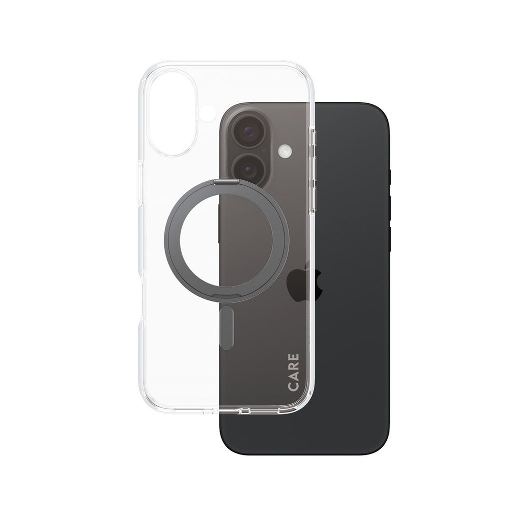 كفر CARE by PanzerGlass® Feature مع ستاند و MagSafe لآيفون 16 Plus (6.7 إنش) – أسود