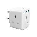 شاحن جداري RAVPower RP-PC1037 PD 20W مع 3 فيشات AC – قابس UK – أبيض