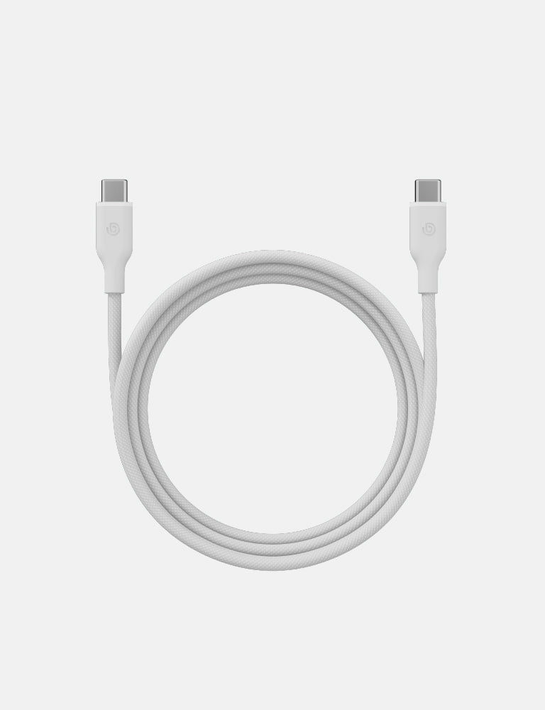 كيبل Bazic GoCharge Weave USB-C إلى USB-C بقوة 60 واط و480Mbps بطول 1.5 متر – أبيض