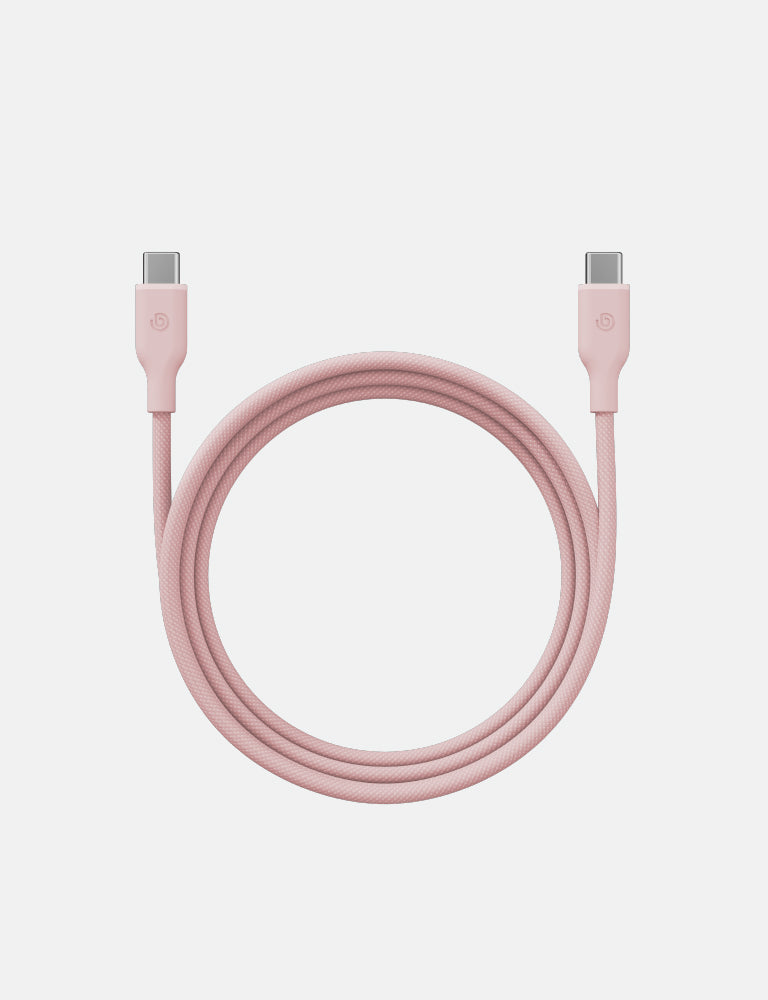 كيبل Bazic GoCharge Weave USB-C إلى USB-C بقوة 60 واط و480Mbps بطول 1.5 متر – وردي