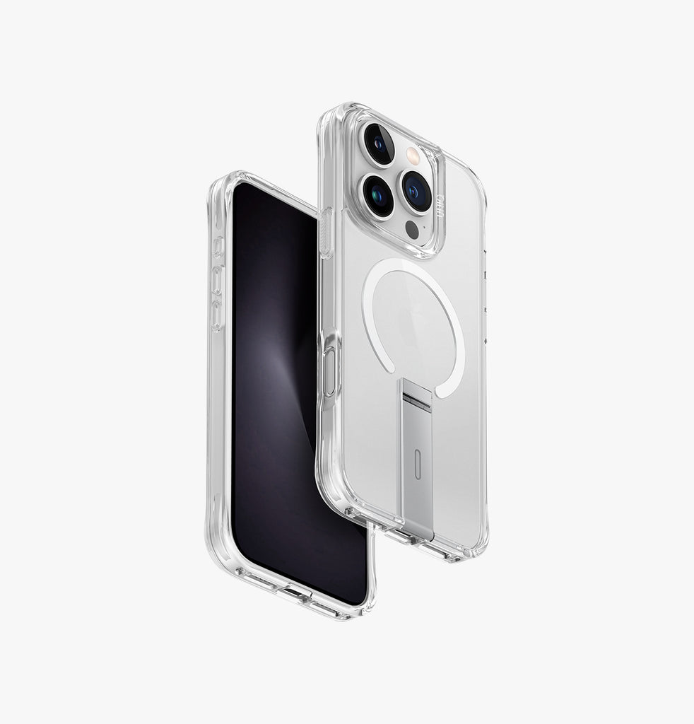 كفر UNIQ Hybrid Eleva MagSafe مع ستاند عمودي لـ iPhone 16 Pro - شفاف